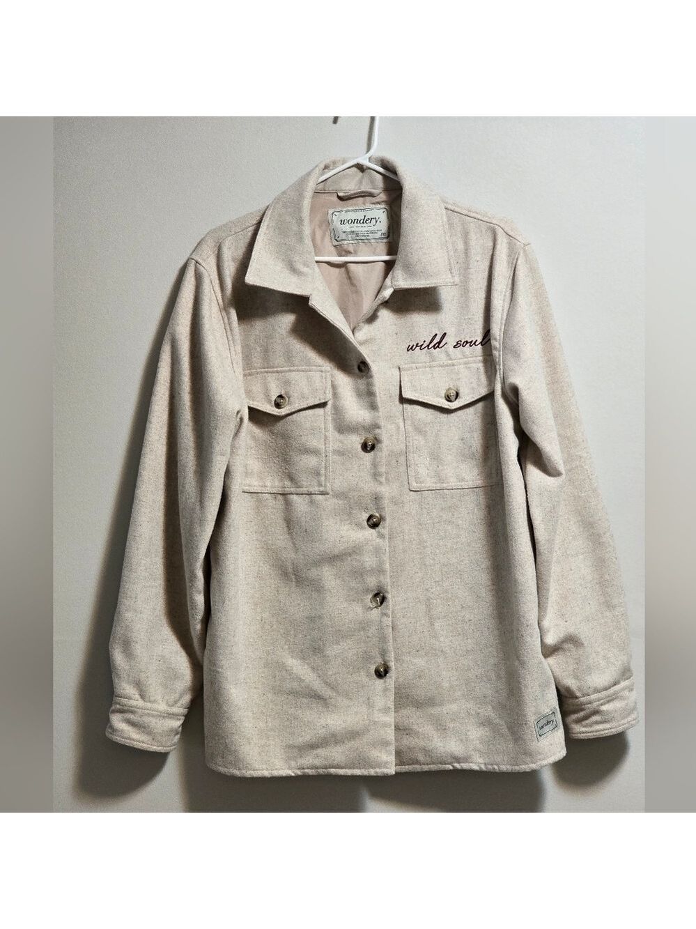 Wondery  flannel button-up wool blend thick shirt color size medium